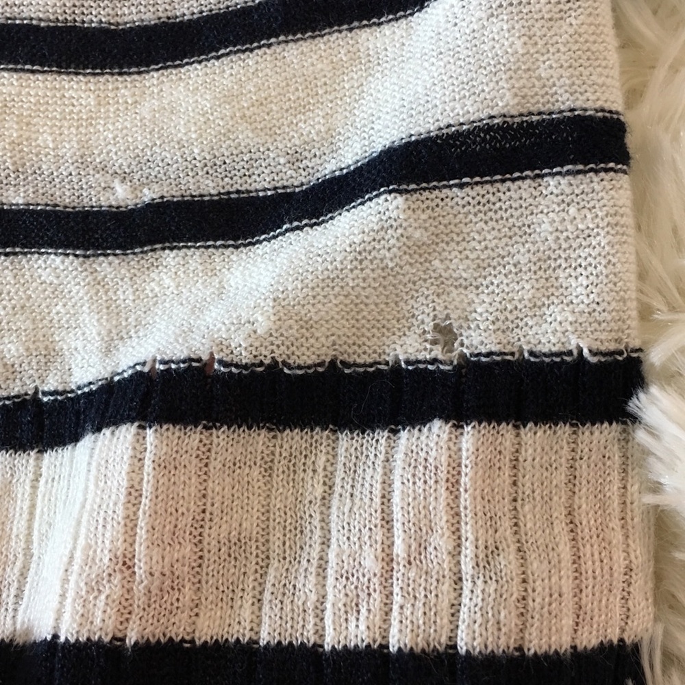 VINCE Mixed Stripe Boatneck Linen Sweater M - Picture 7 of 7